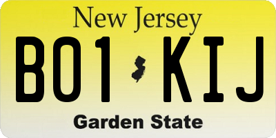NJ license plate B01KIJ