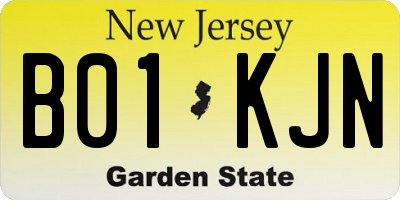 NJ license plate B01KJN