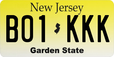 NJ license plate B01KKK