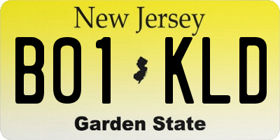 NJ license plate B01KLD