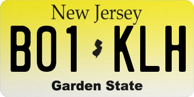 NJ license plate B01KLH
