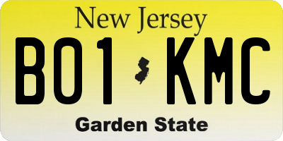 NJ license plate B01KMC