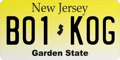 NJ license plate B01KOG