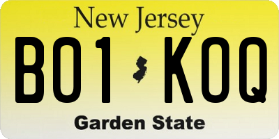 NJ license plate B01KOQ