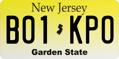 NJ license plate B01KPO