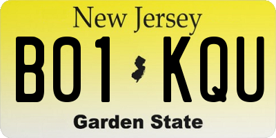 NJ license plate B01KQU