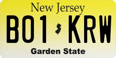 NJ license plate B01KRW