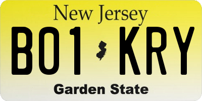 NJ license plate B01KRY