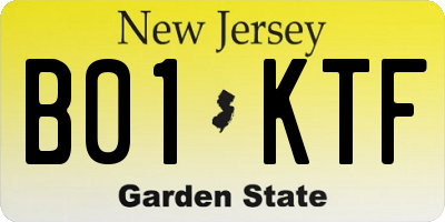 NJ license plate B01KTF