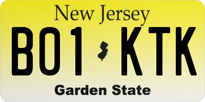 NJ license plate B01KTK