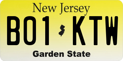 NJ license plate B01KTW
