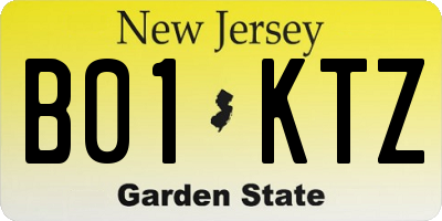 NJ license plate B01KTZ