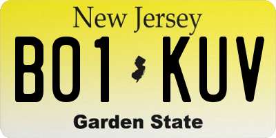 NJ license plate B01KUV