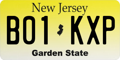 NJ license plate B01KXP