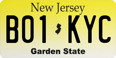 NJ license plate B01KYC