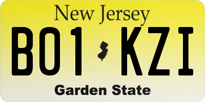 NJ license plate B01KZI