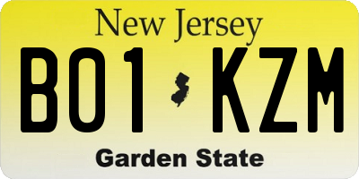 NJ license plate B01KZM