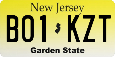 NJ license plate B01KZT