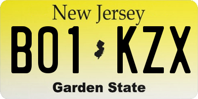 NJ license plate B01KZX