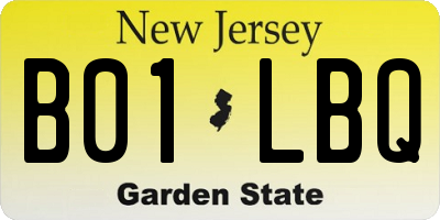NJ license plate B01LBQ