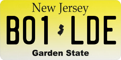 NJ license plate B01LDE