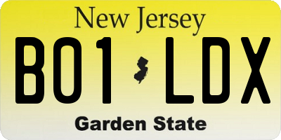 NJ license plate B01LDX