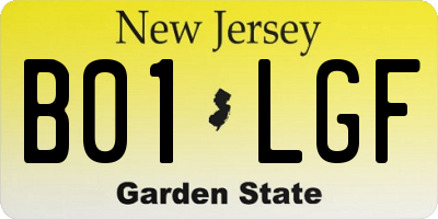 NJ license plate B01LGF