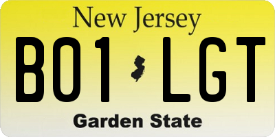 NJ license plate B01LGT