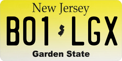 NJ license plate B01LGX