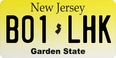 NJ license plate B01LHK