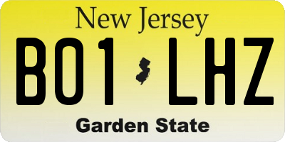 NJ license plate B01LHZ