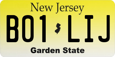NJ license plate B01LIJ
