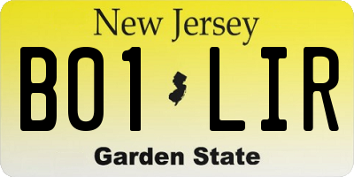 NJ license plate B01LIR