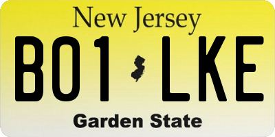 NJ license plate B01LKE