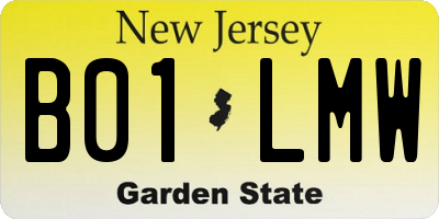 NJ license plate B01LMW