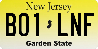 NJ license plate B01LNF