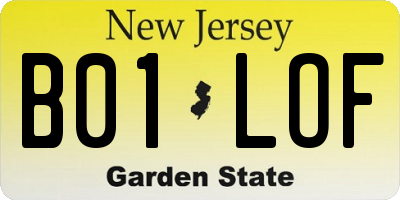 NJ license plate B01LOF