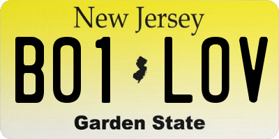 NJ license plate B01LOV