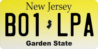 NJ license plate B01LPA