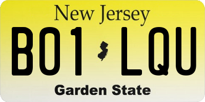 NJ license plate B01LQU