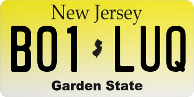 NJ license plate B01LUQ