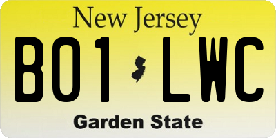 NJ license plate B01LWC