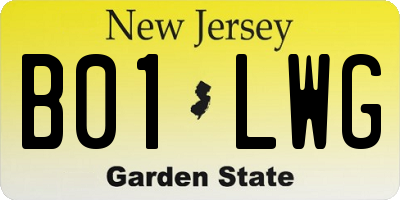 NJ license plate B01LWG