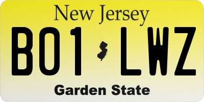 NJ license plate B01LWZ