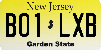 NJ license plate B01LXB