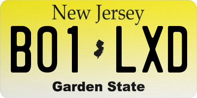 NJ license plate B01LXD