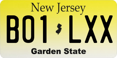 NJ license plate B01LXX