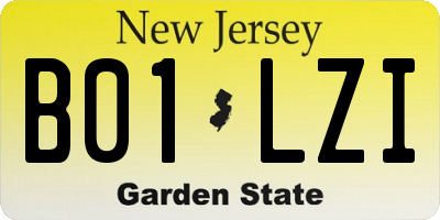 NJ license plate B01LZI
