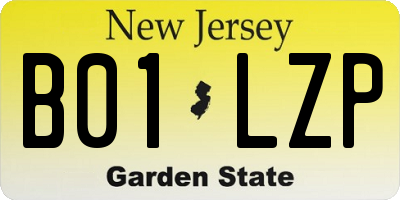 NJ license plate B01LZP