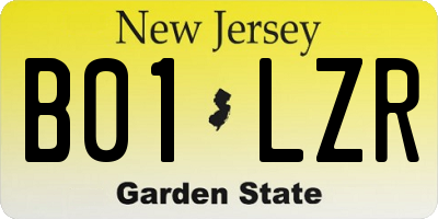 NJ license plate B01LZR